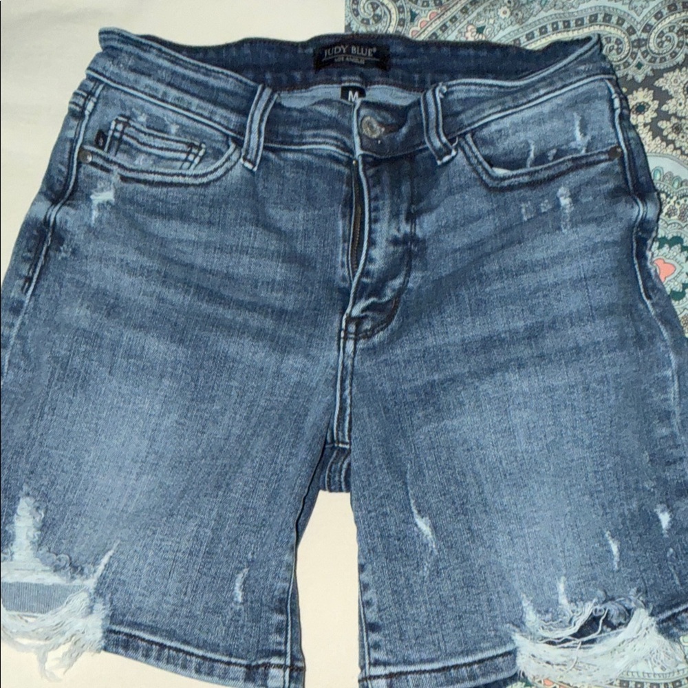 Judy Blue Medium Wash Distressed Jean Shorts